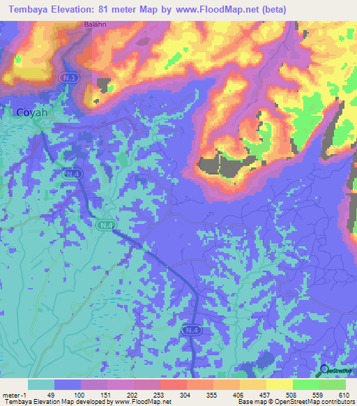 Tembaya,Guinea Elevation Map