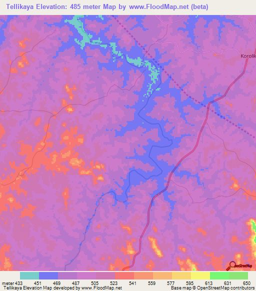 Tellikaya,Guinea Elevation Map