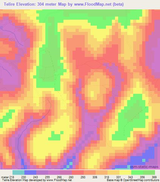 Telire,Guinea Elevation Map