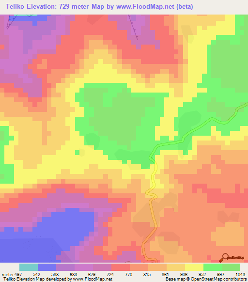 Teliko,Guinea Elevation Map