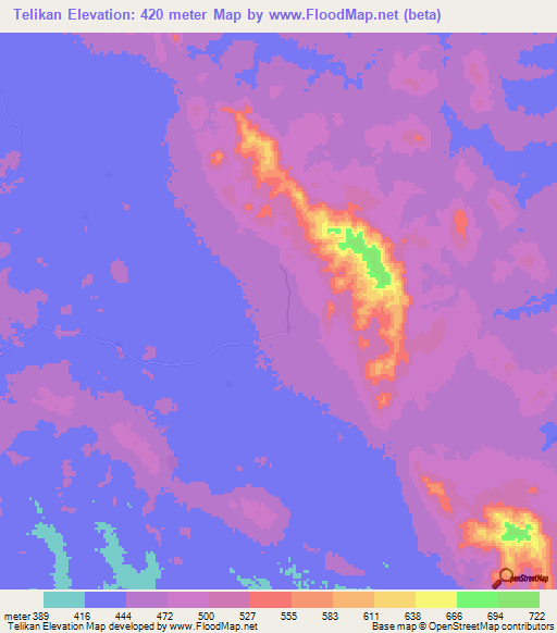 Telikan,Guinea Elevation Map