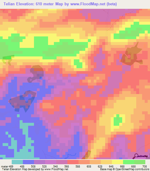 Telian,Guinea Elevation Map