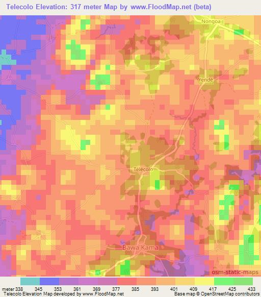 Telecolo,Guinea Elevation Map