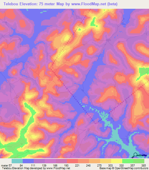 Telebou,Guinea Elevation Map