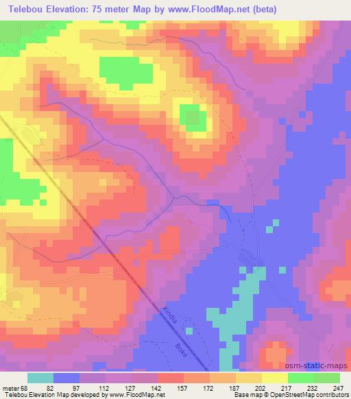 Telebou,Guinea Elevation Map