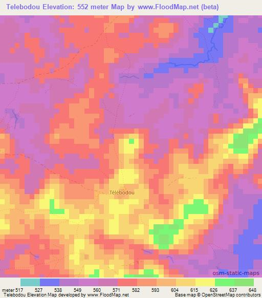 Telebodou,Guinea Elevation Map