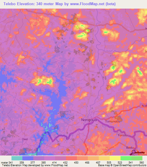 Telebo,Guinea Elevation Map