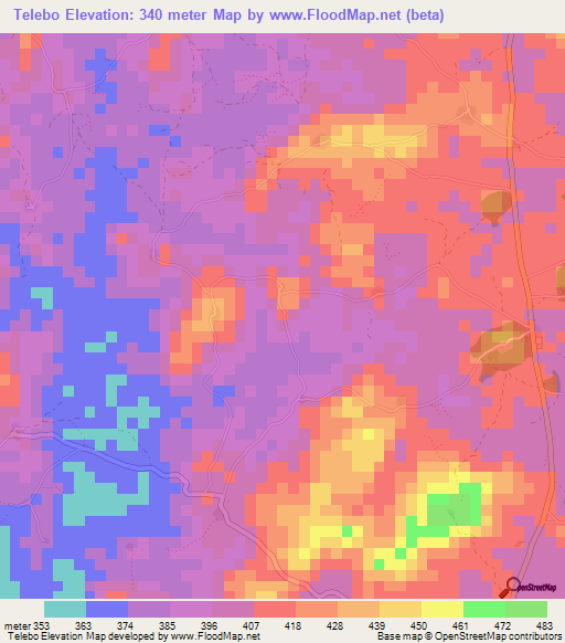 Telebo,Guinea Elevation Map