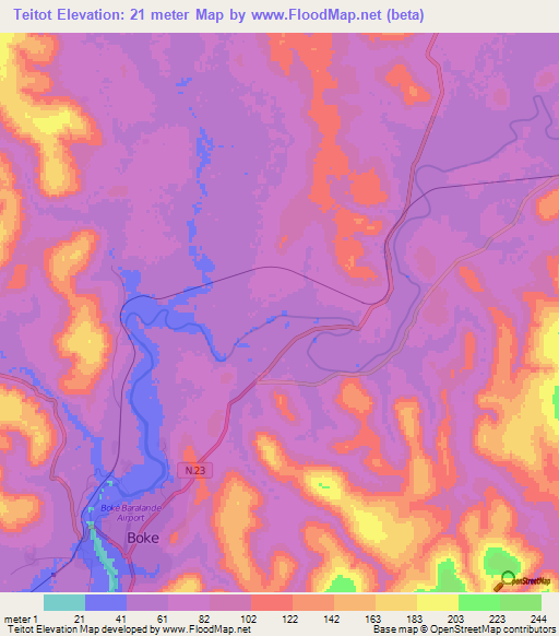 Teitot,Guinea Elevation Map