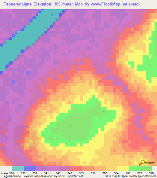 Tegueredalane,Guinea Elevation Map