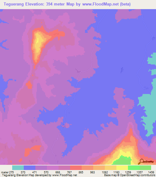 Teguerang,Guinea Elevation Map