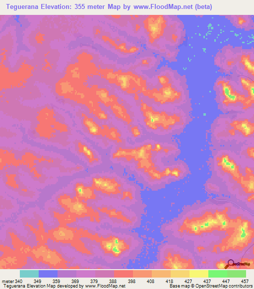 Teguerana,Guinea Elevation Map