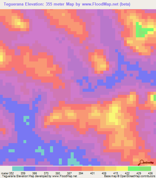 Teguerana,Guinea Elevation Map