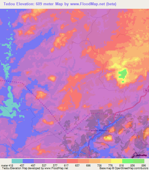 Tedou,Guinea Elevation Map