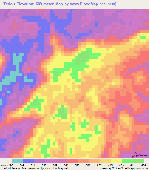 Tedou,Guinea Elevation Map