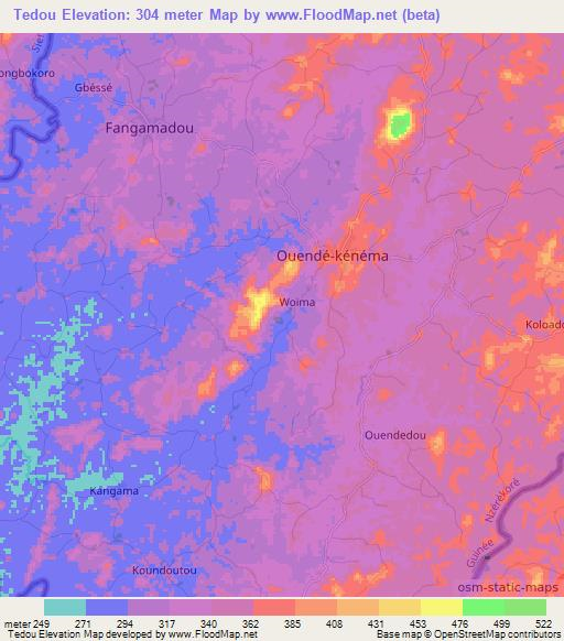 Tedou,Guinea Elevation Map