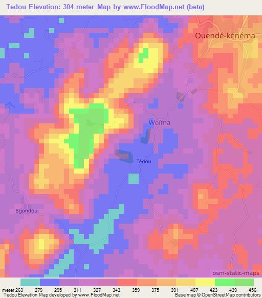 Tedou,Guinea Elevation Map