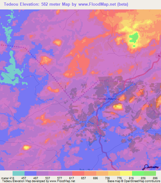 Tedeou,Guinea Elevation Map