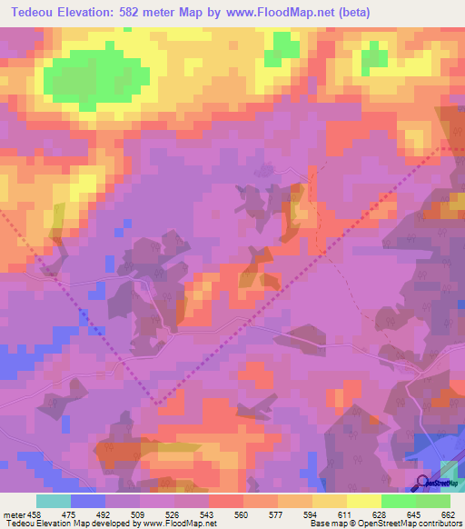 Tedeou,Guinea Elevation Map