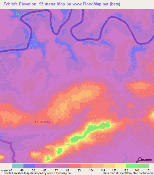 Tchiofa,Guinea Elevation Map