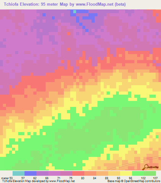 Tchiofa,Guinea Elevation Map