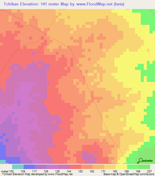 Tchikan,Guinea Elevation Map