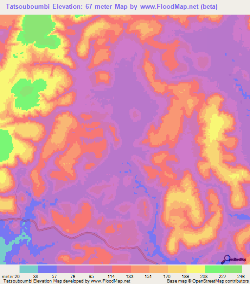 Tatsouboumbi,Guinea Elevation Map