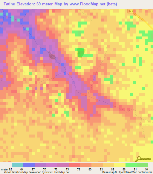 Tatine,Guinea Elevation Map