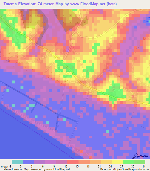 Tatema,Guinea Elevation Map