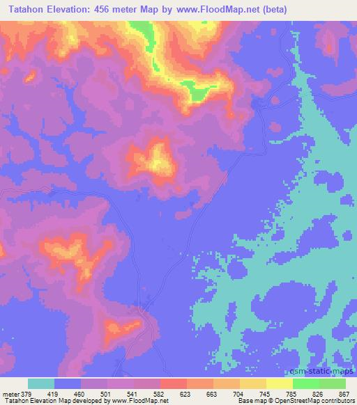 Tatahon,Guinea Elevation Map