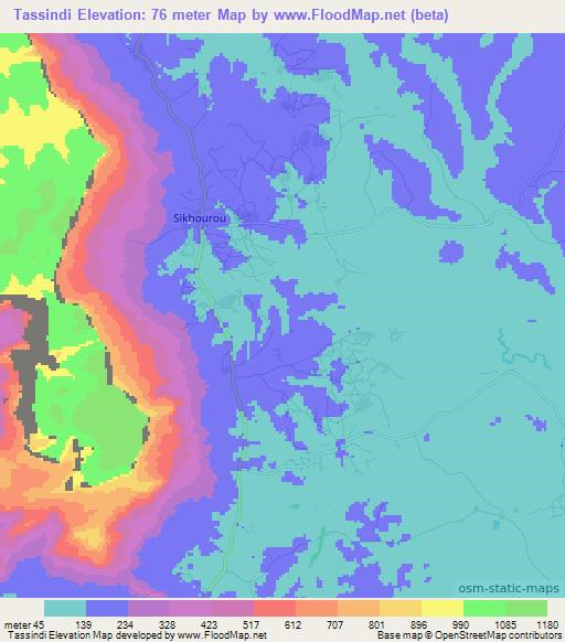 Tassindi,Guinea Elevation Map