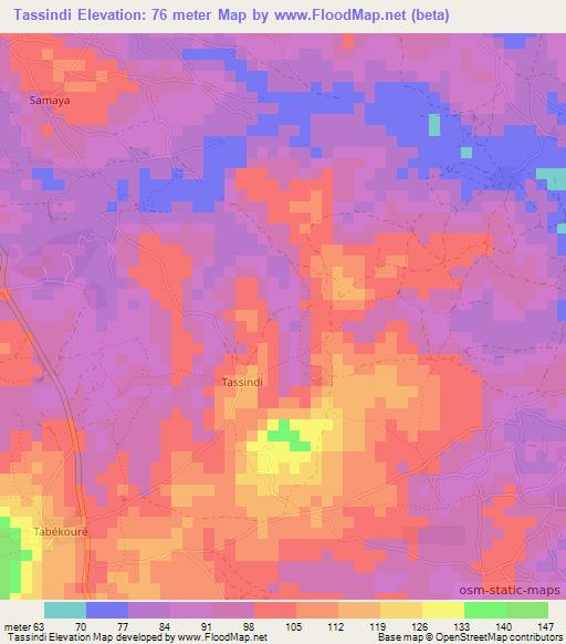 Tassindi,Guinea Elevation Map