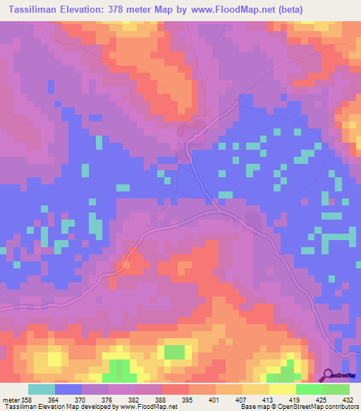 Tassiliman,Guinea Elevation Map