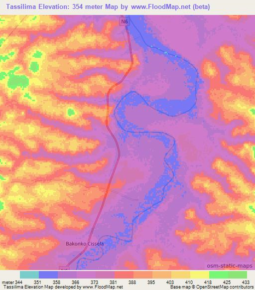 Tassilima,Guinea Elevation Map