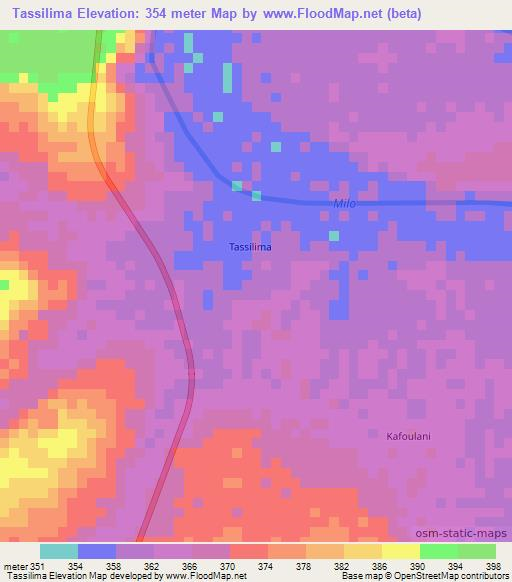 Tassilima,Guinea Elevation Map