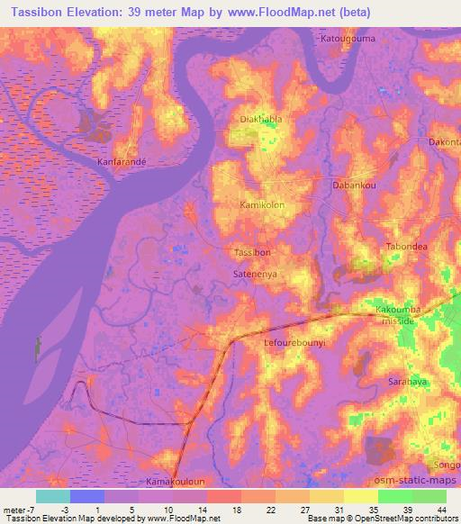 Tassibon,Guinea Elevation Map