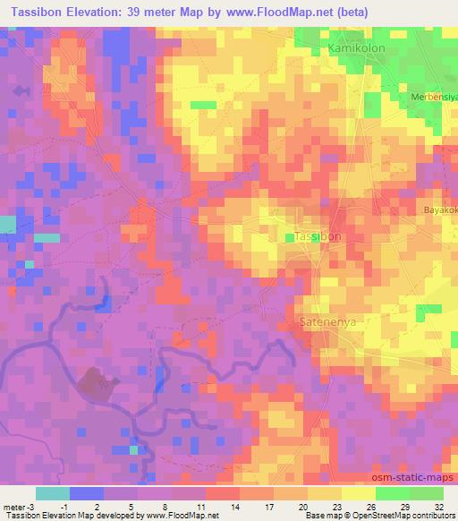 Tassibon,Guinea Elevation Map