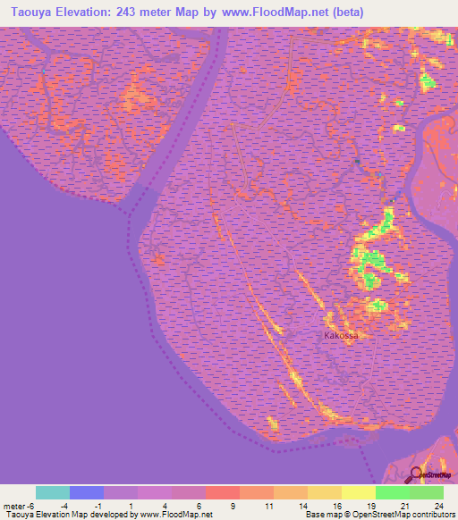 Taouya,Guinea Elevation Map