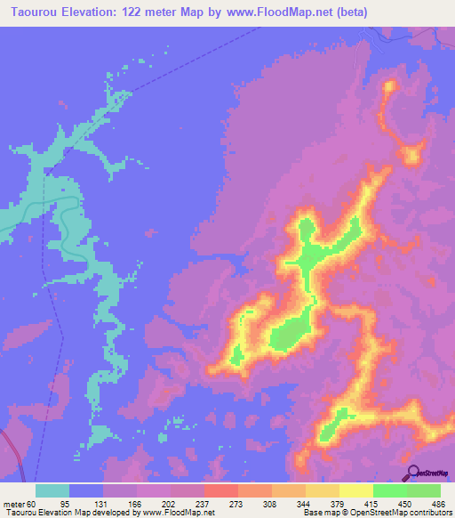 Taourou,Guinea Elevation Map