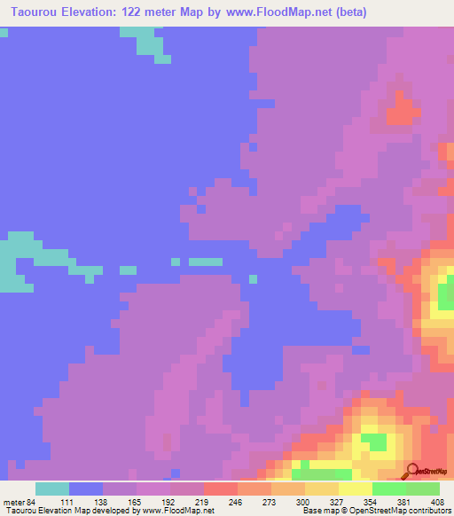 Taourou,Guinea Elevation Map