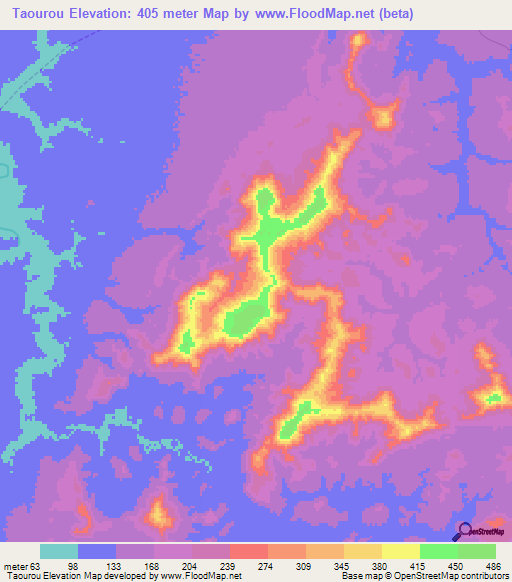 Taourou,Guinea Elevation Map