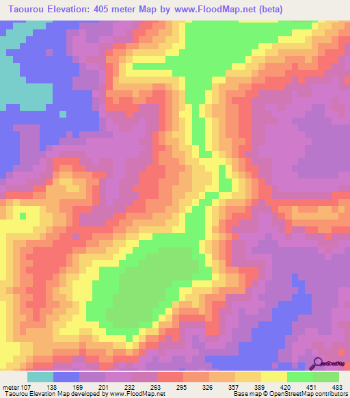 Taourou,Guinea Elevation Map