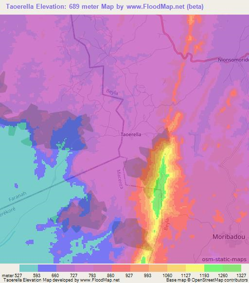 Taoerella,Guinea Elevation Map