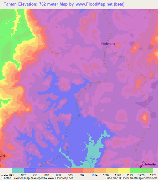 Tantan,Guinea Elevation Map