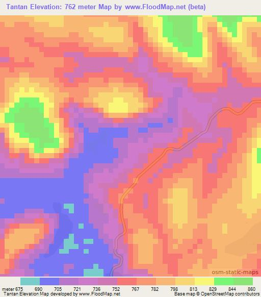 Tantan,Guinea Elevation Map