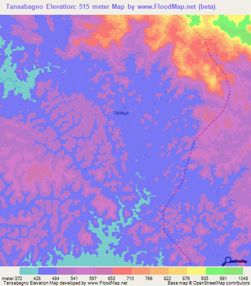 Tansabagno,Guinea Elevation Map