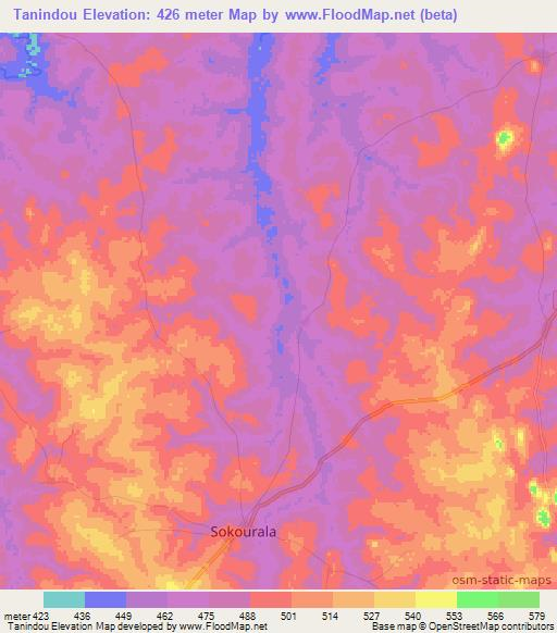 Tanindou,Guinea Elevation Map