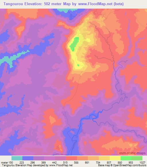 Tangourou,Guinea Elevation Map