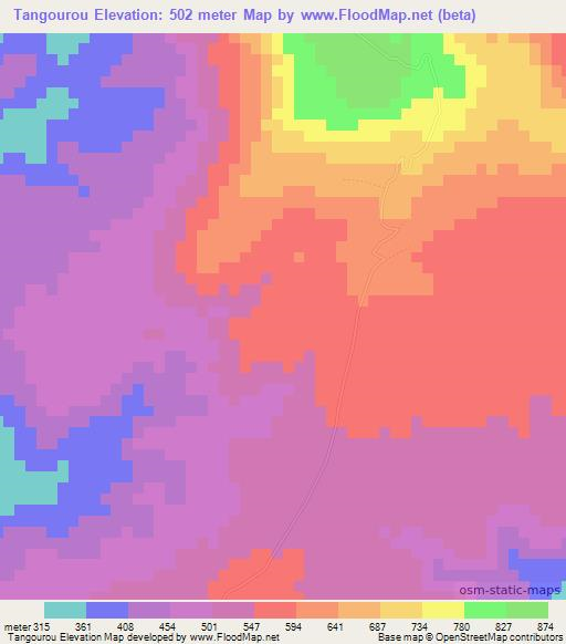 Tangourou,Guinea Elevation Map