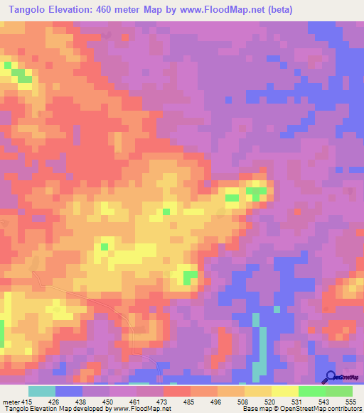 Tangolo,Guinea Elevation Map